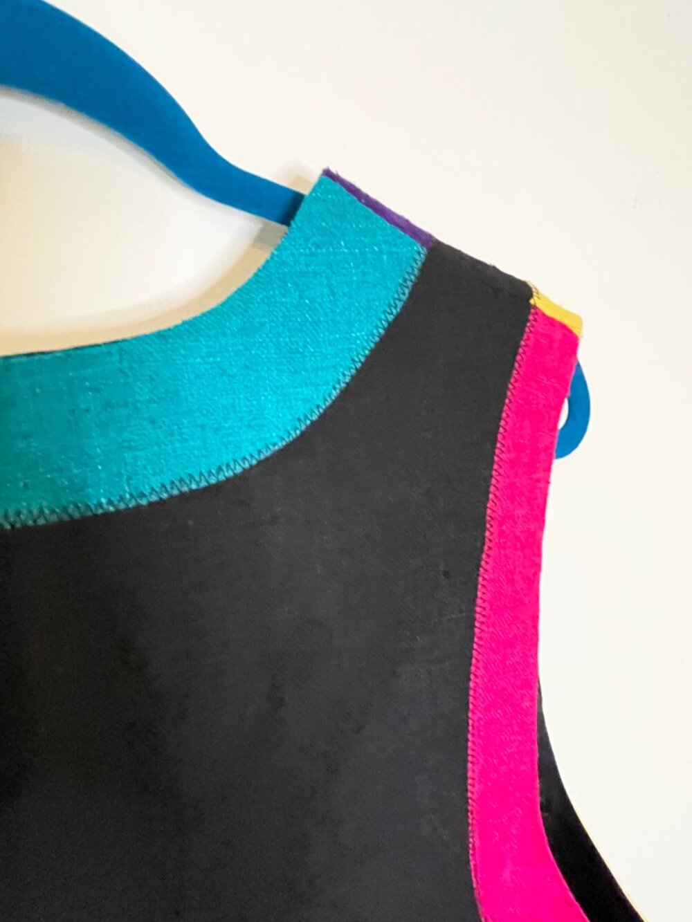Vintage Seasons Colorblock Silk Vest Geometric Artwear Neon Button Front Size L - Picture 6 of 9